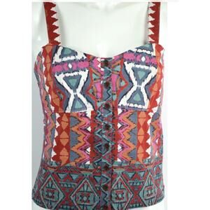 Floral Corset Cropped Top Size Medium Multi Color Tank